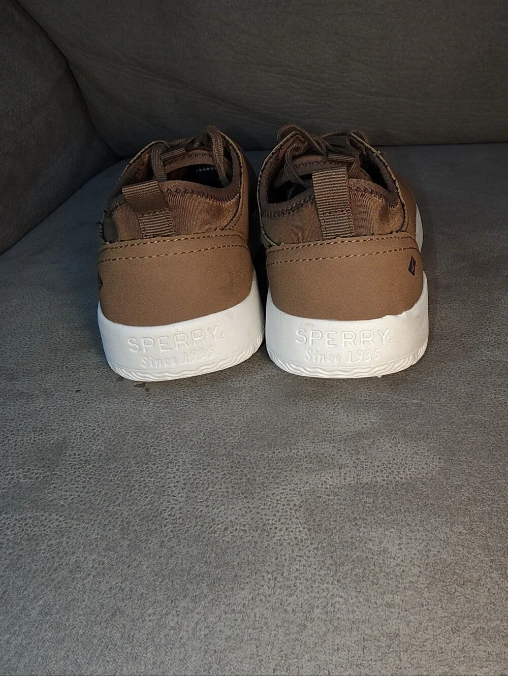 Sperry Kids Tan Lace-Up Dress Sneakers with White Sole